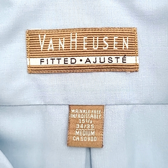 Van Heusen Fitted Wrinkle Free, Long Sleeve Blue Medium Size 15 1/2 34/35 - Picture 5 of 14